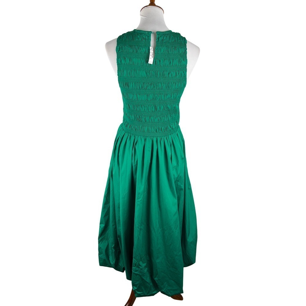 NWT Madewell Smocked Bodice Midi Dress Green Sleeveless Spring Wedding Guest - Picture 3 of 16